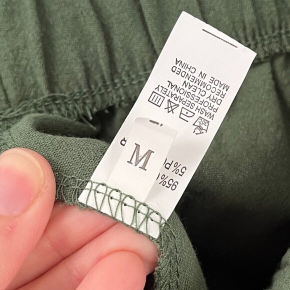 Temu Women's Mom Shorts M Green High Rise Drawstring Relaxed Pockets Cotton 4" - Picture 5 of 6